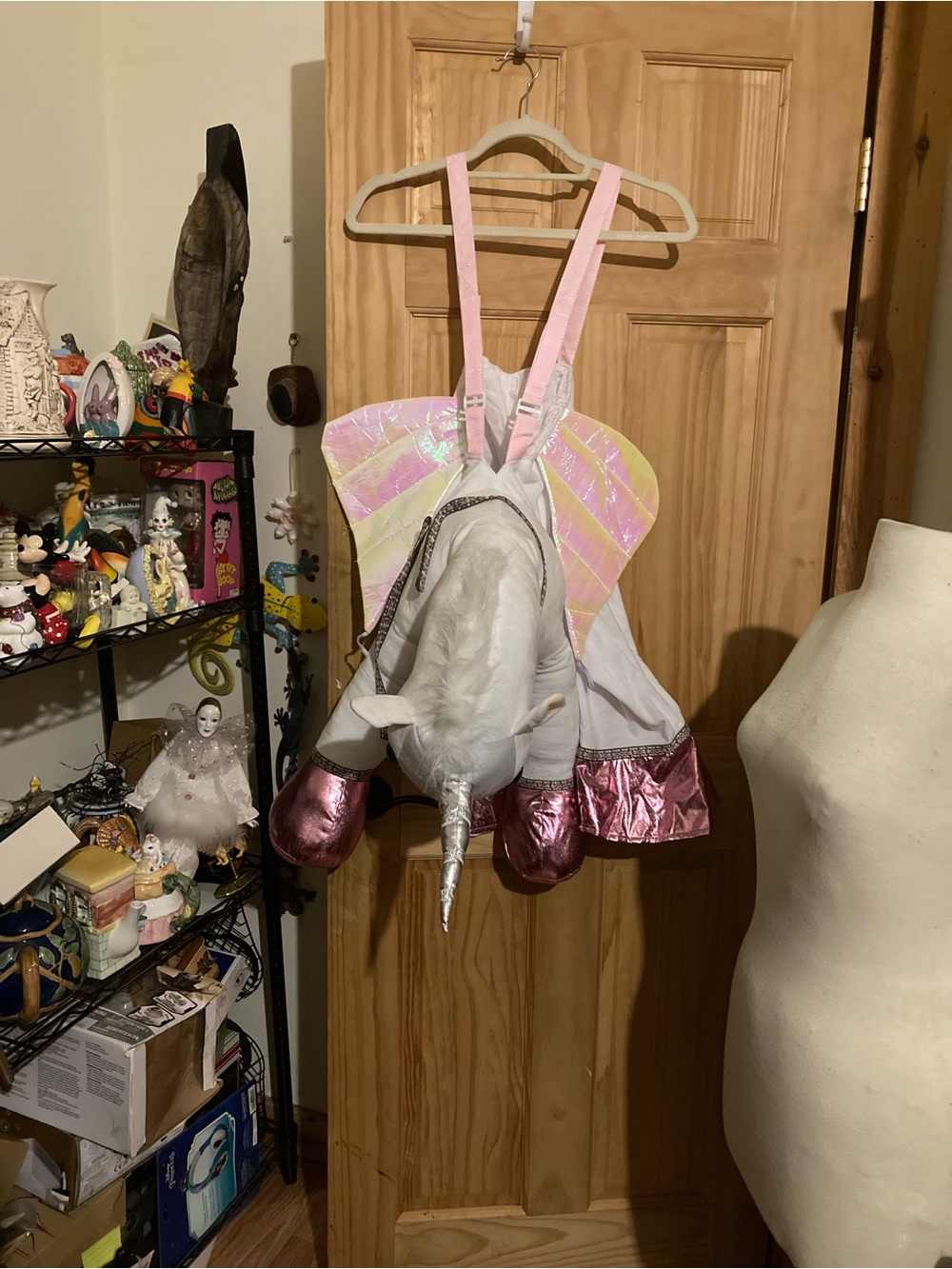 Child's ride on plush unicorn Halloween costume